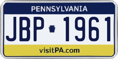 PA license plate JBP1961