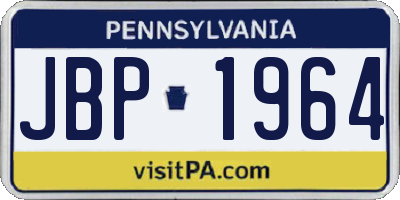 PA license plate JBP1964