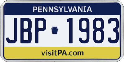 PA license plate JBP1983