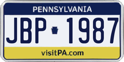 PA license plate JBP1987