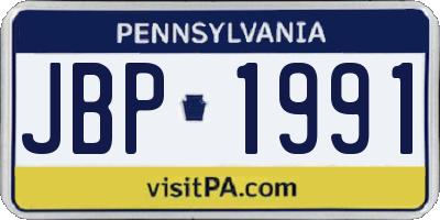 PA license plate JBP1991