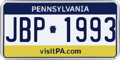 PA license plate JBP1993