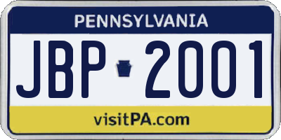 PA license plate JBP2001