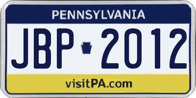 PA license plate JBP2012