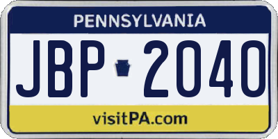 PA license plate JBP2040