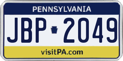 PA license plate JBP2049