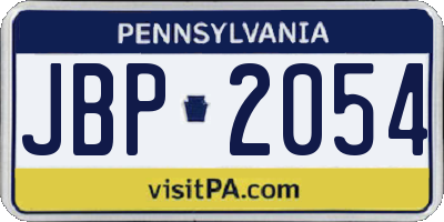PA license plate JBP2054