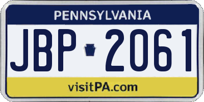 PA license plate JBP2061