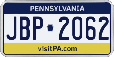 PA license plate JBP2062