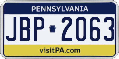 PA license plate JBP2063