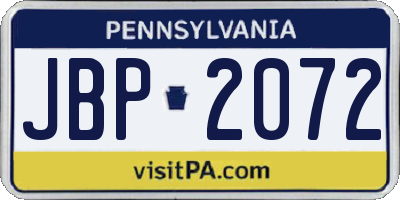 PA license plate JBP2072