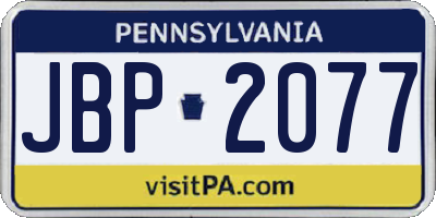 PA license plate JBP2077