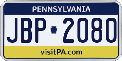 PA license plate JBP2080