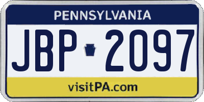 PA license plate JBP2097