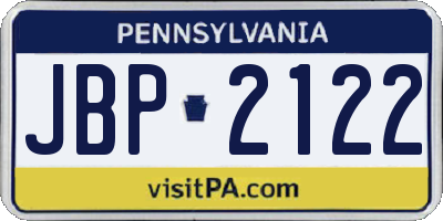 PA license plate JBP2122