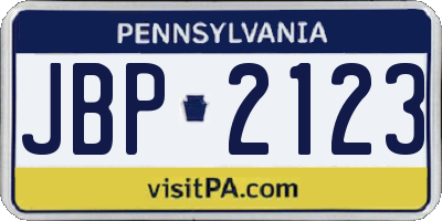 PA license plate JBP2123