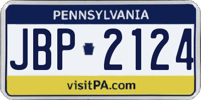 PA license plate JBP2124