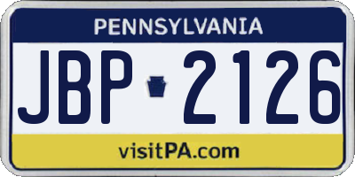 PA license plate JBP2126