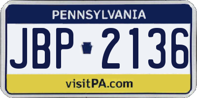 PA license plate JBP2136