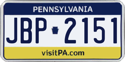 PA license plate JBP2151