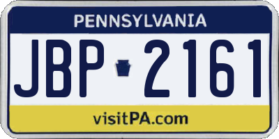 PA license plate JBP2161