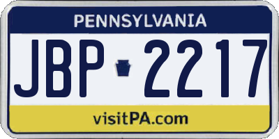 PA license plate JBP2217