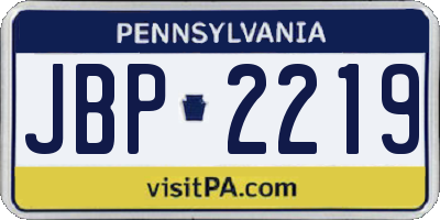 PA license plate JBP2219