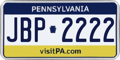 PA license plate JBP2222