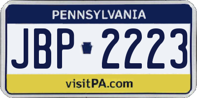 PA license plate JBP2223