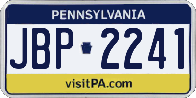 PA license plate JBP2241