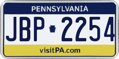 PA license plate JBP2254