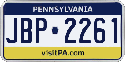 PA license plate JBP2261