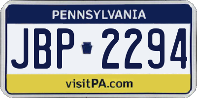 PA license plate JBP2294