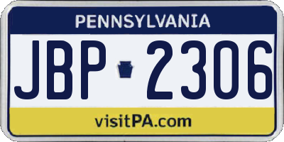 PA license plate JBP2306