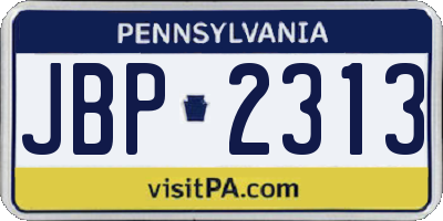 PA license plate JBP2313