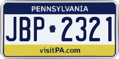 PA license plate JBP2321