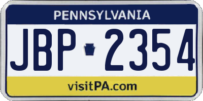PA license plate JBP2354