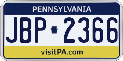 PA license plate JBP2366