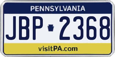 PA license plate JBP2368