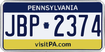 PA license plate JBP2374