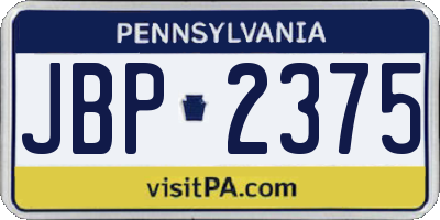 PA license plate JBP2375