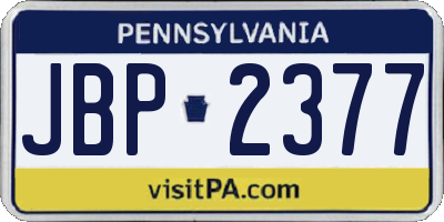 PA license plate JBP2377
