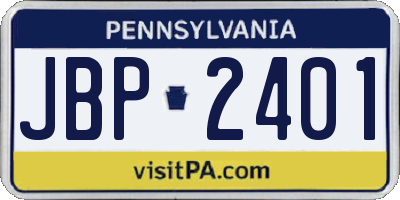 PA license plate JBP2401