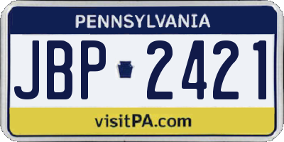 PA license plate JBP2421