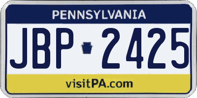 PA license plate JBP2425