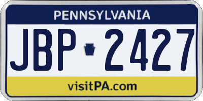 PA license plate JBP2427