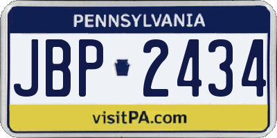 PA license plate JBP2434