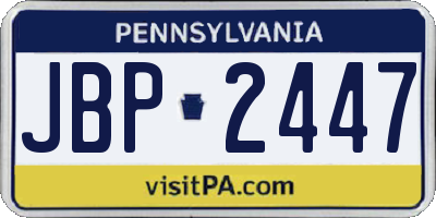 PA license plate JBP2447