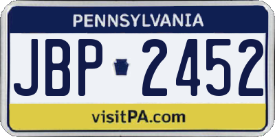 PA license plate JBP2452
