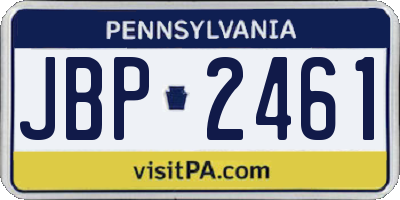 PA license plate JBP2461